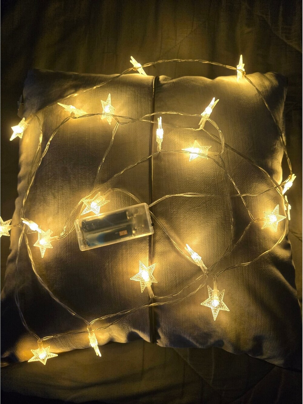 Battery Operated LED Star String Lights Warm White 9 ft